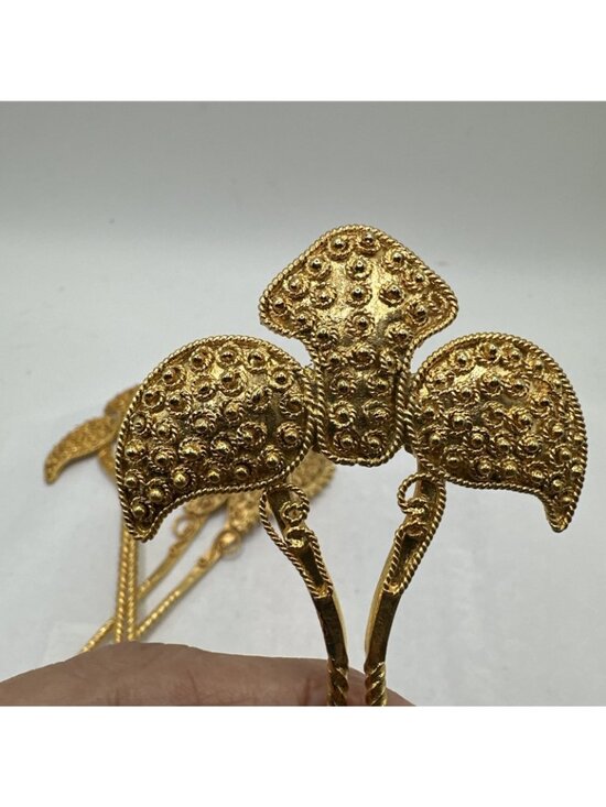 Set Of 3 Bright Gold Tone Ornate Hair Pins Accessories 5.5” Bali Bridal main image 16